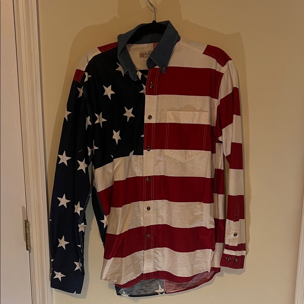Roper Red, White, and Blue Star Pattern Shirt